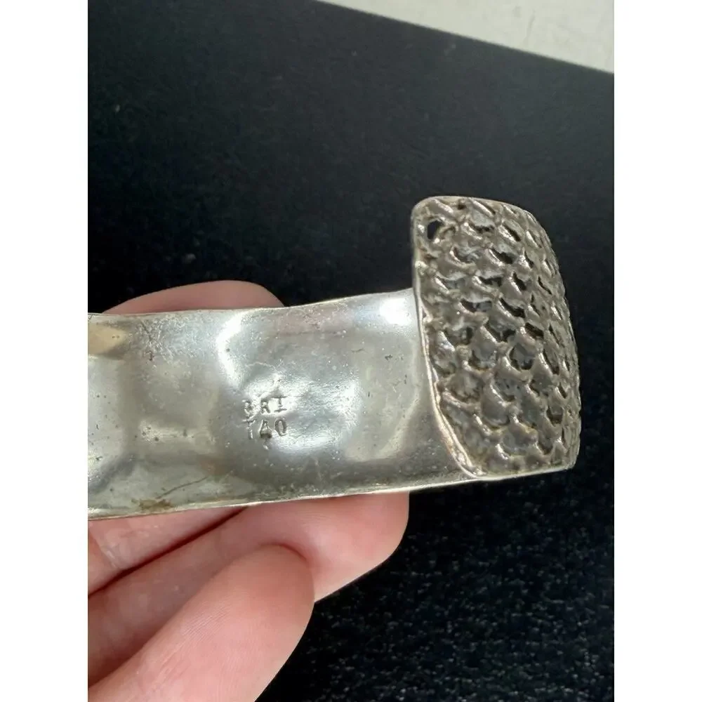 ORI TAO Bijoux France Unique Silver Textured Bangle Boho Bracelet